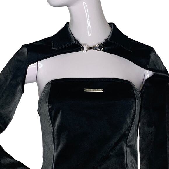 Look Sky NWT  Faux Leather Mini Dress Sz M Two piece Bolero Vest … - Picture 5 of 12